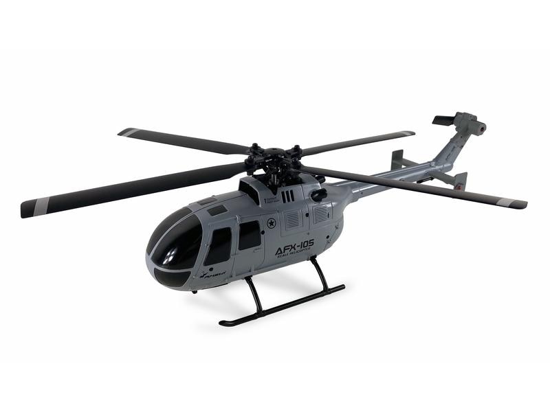Amewi Helikopter AFX-105 Grau, 4-Kanal RTF Bo 105 Single-Rotor Heli für Einsteiger