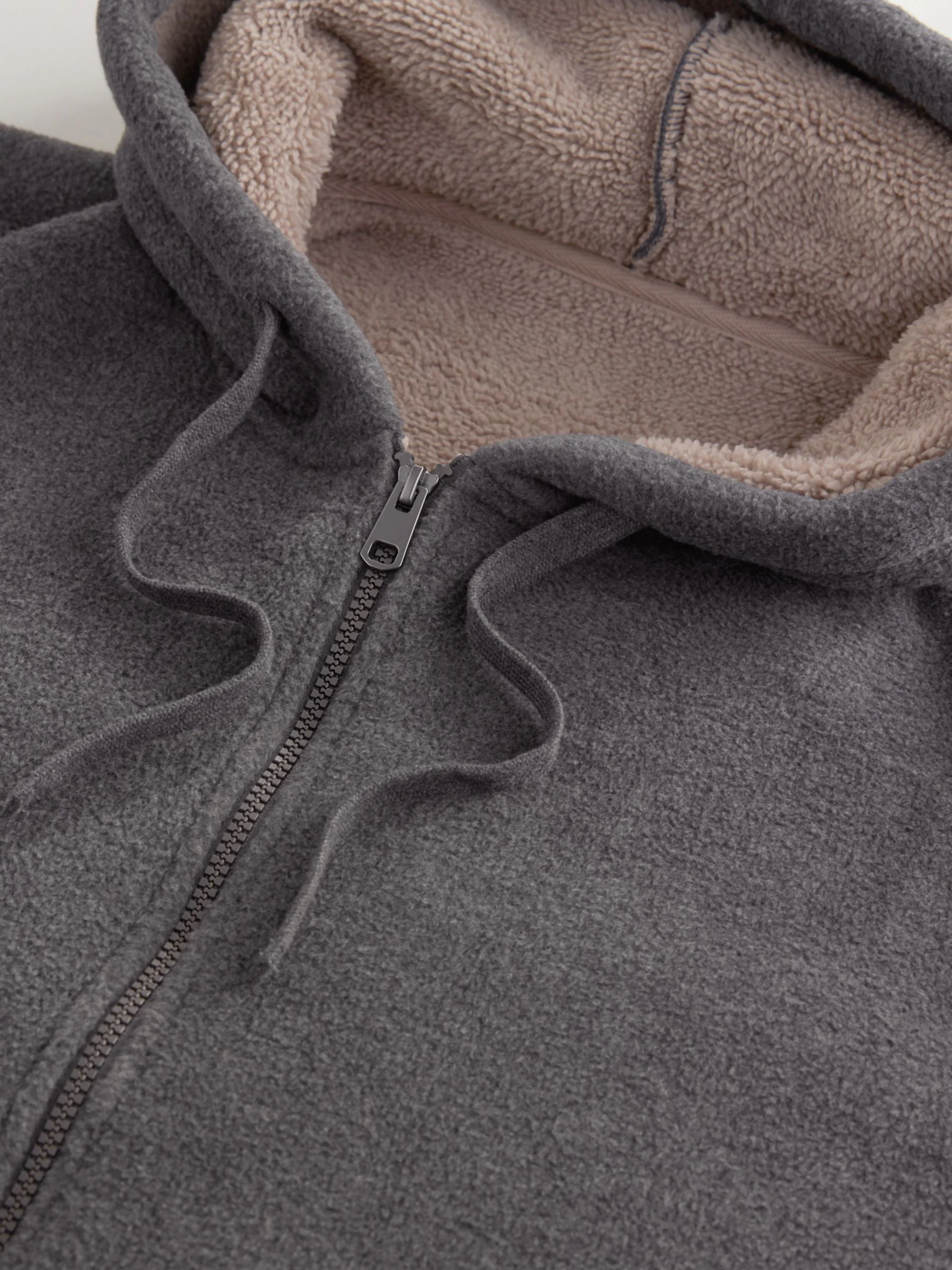Leisteen grijs - Hoodie met geborstelde borg en fleece voering