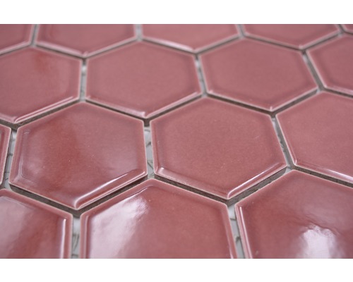 Keramisch mozaïek HX540 Hexagon Uni bordeauxrood glanzend