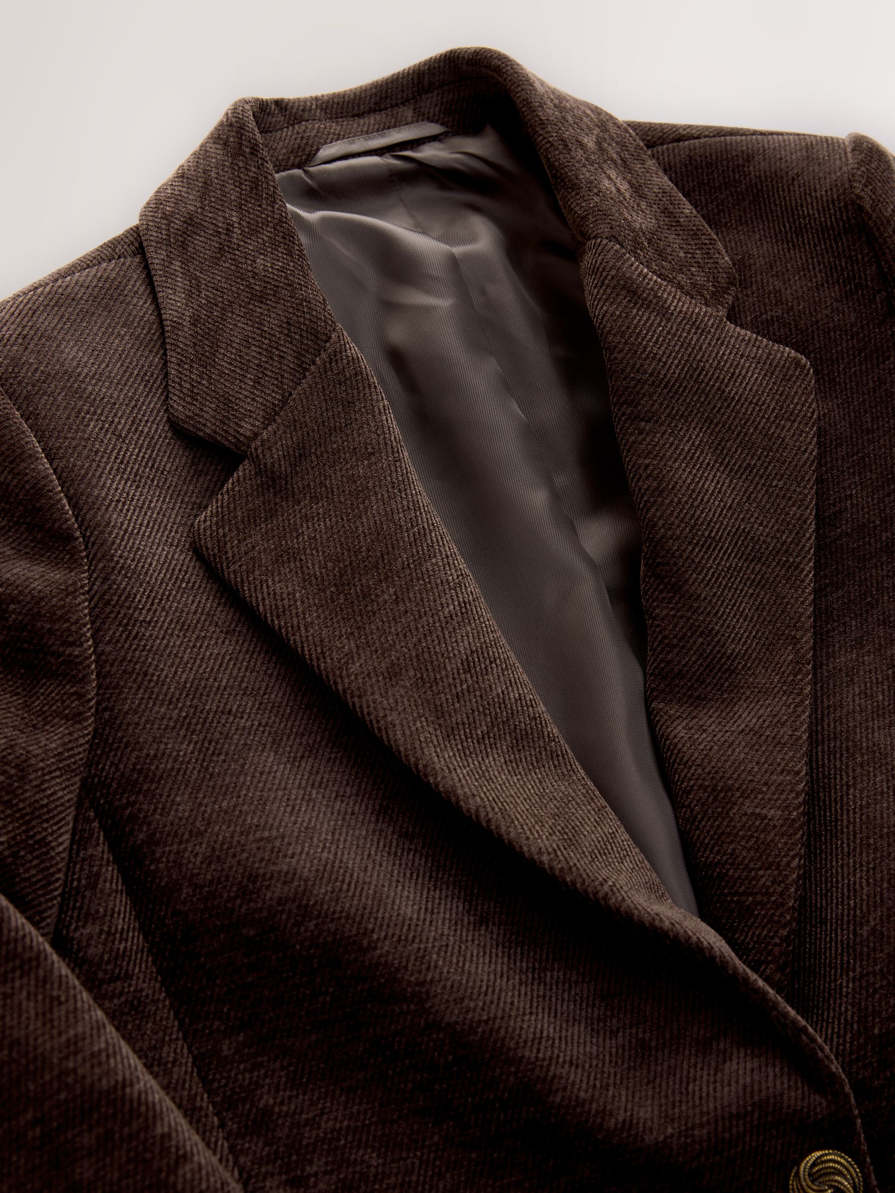 Chocoladebruin - Chenille blazer met enkele knopenrij