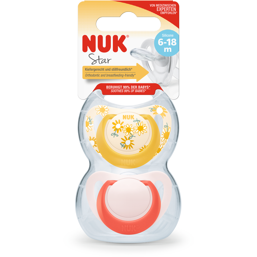 NUK Schnuller Star, Gr. 2 in gelbrot