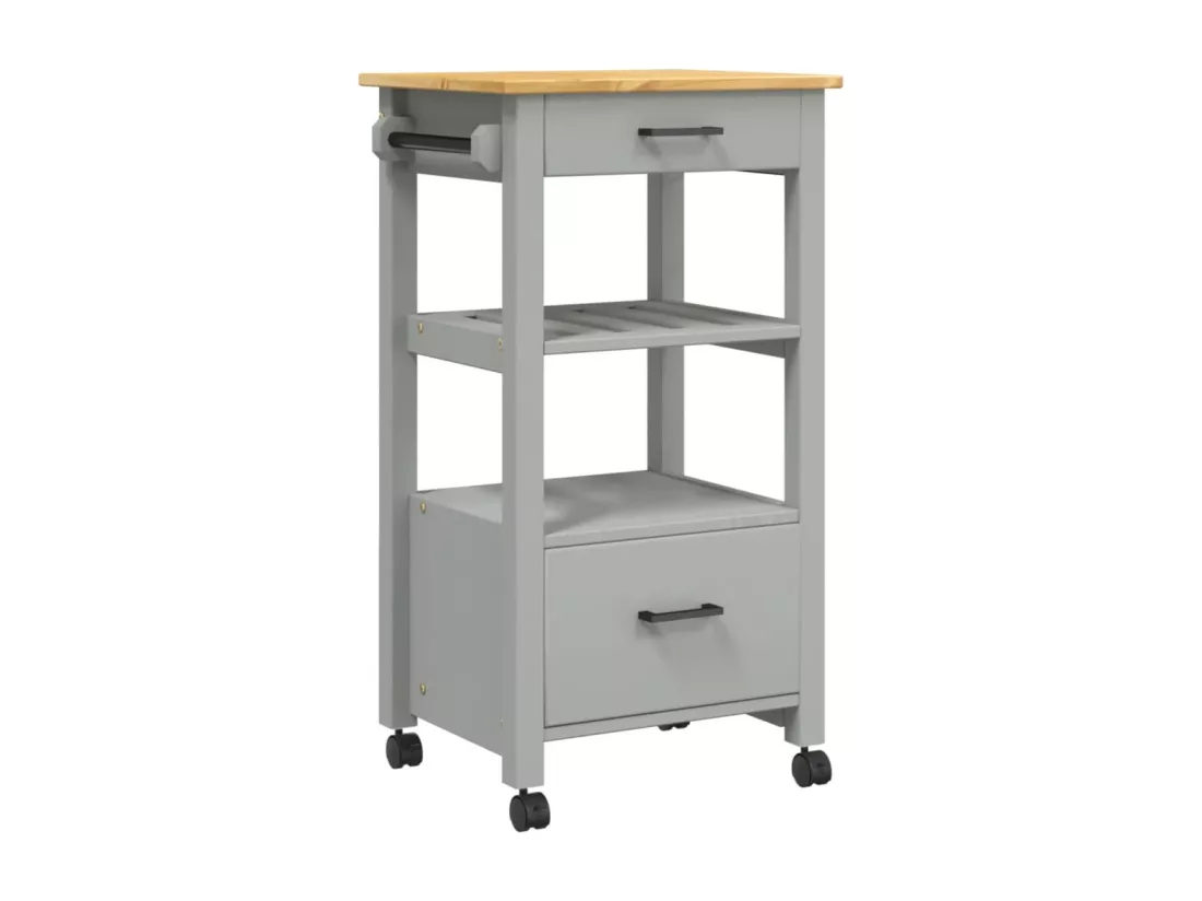Chariot de cuisine MONZA 48x40x90 cm bois massif de pin