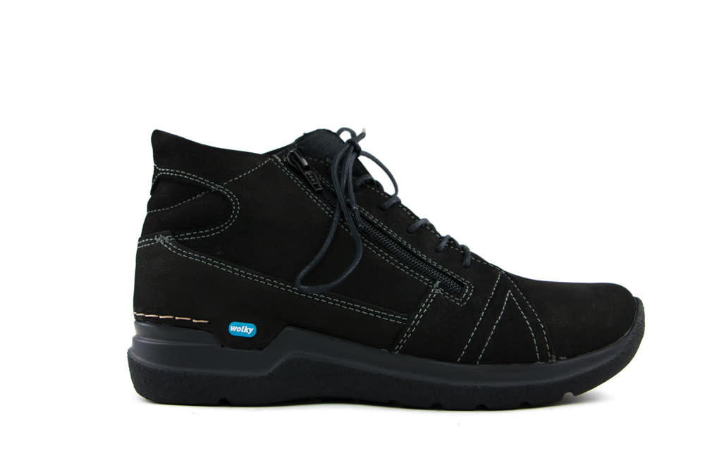 Wolky Hoge Veterschoenen Zwart Why Antique Nubuck