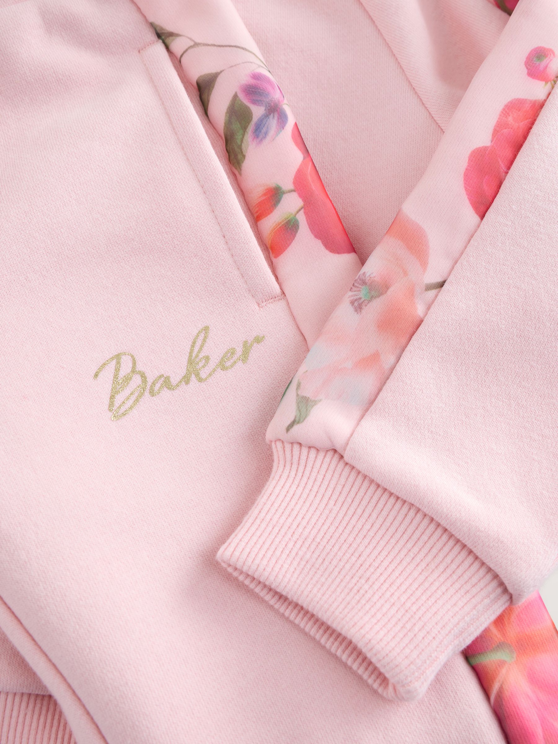 Roze - Baker by Ted Baker Organza Sweatshirt met Bloemenprint & Joggingbroek Set van 2 Stuks
