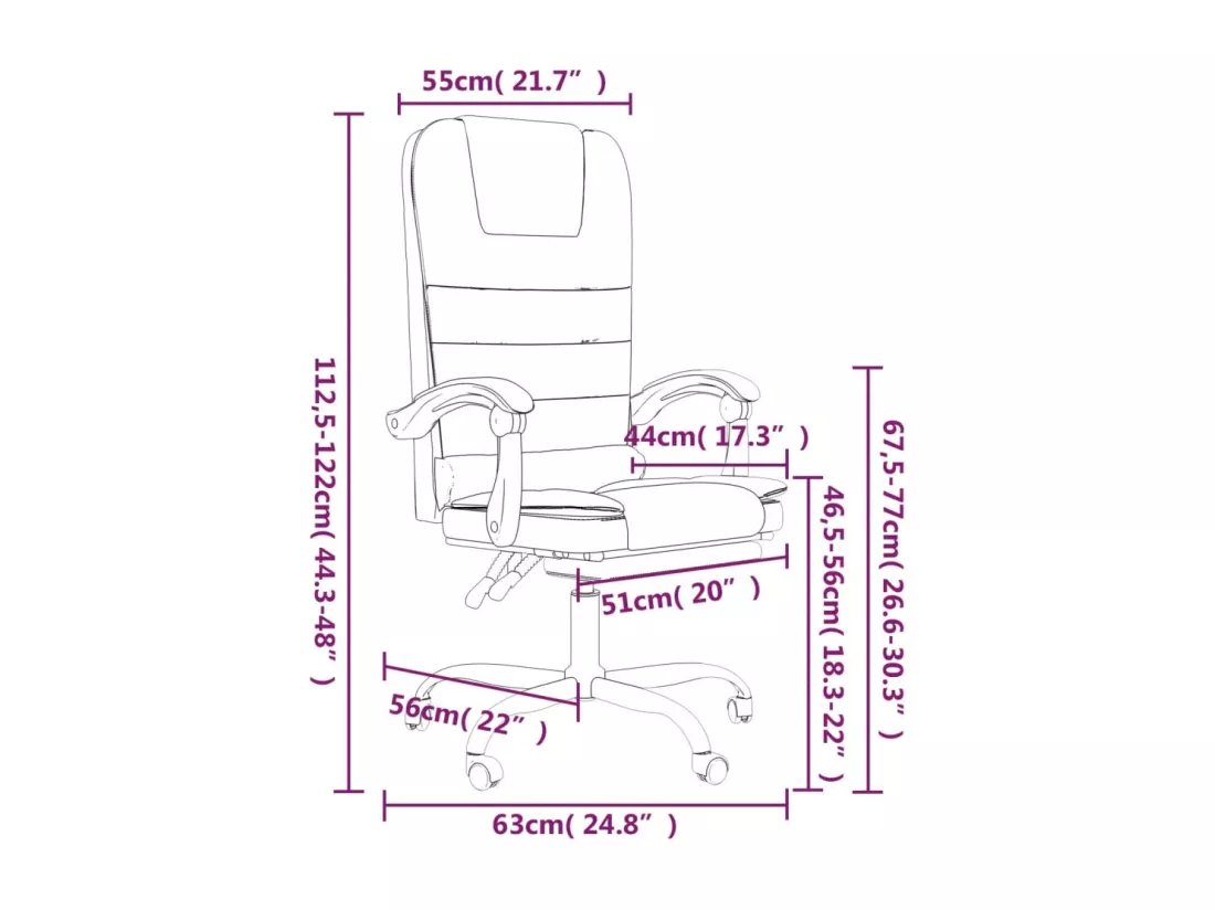 Fauteuil de massage inclinable de bureau Noir Similicuir