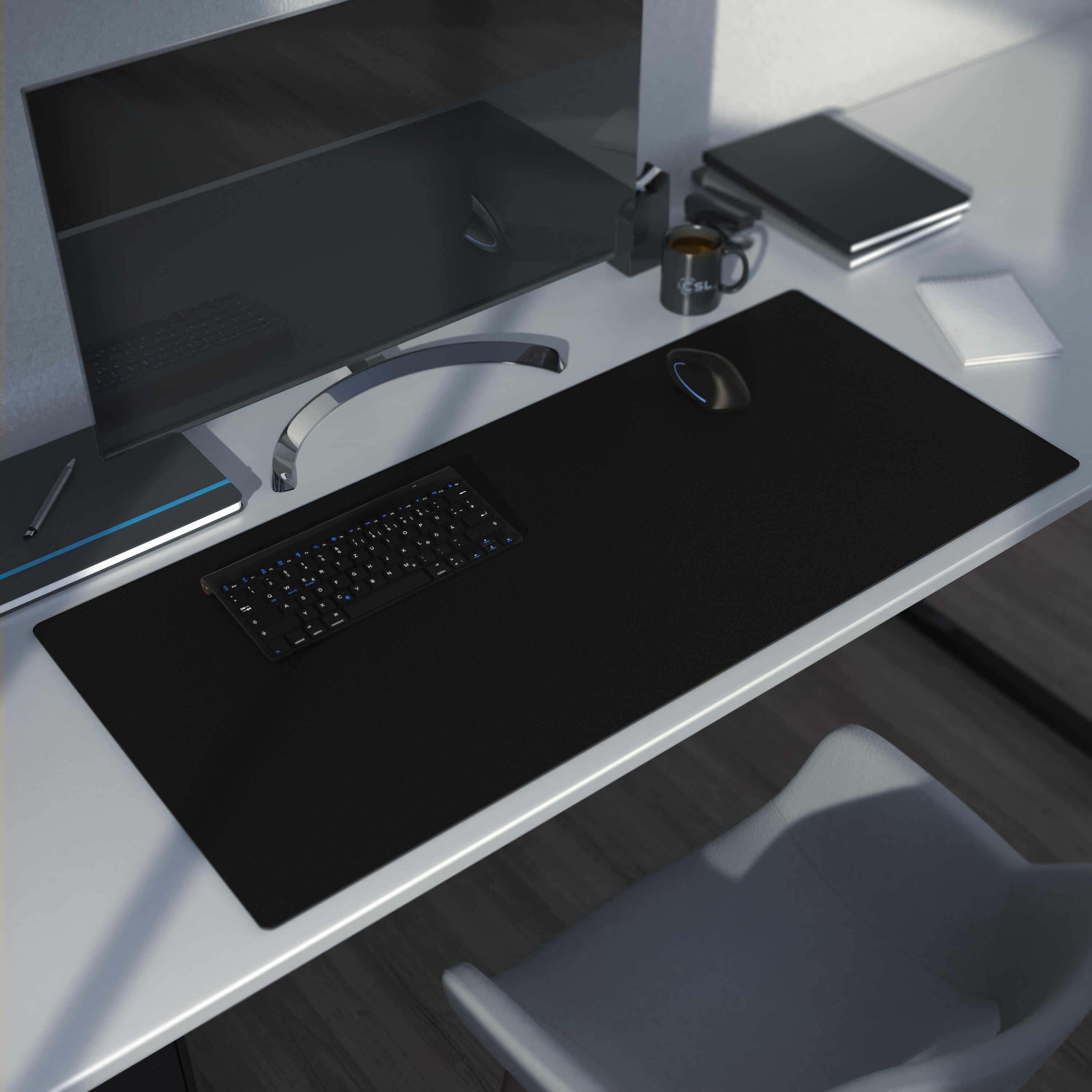 CSL Mauspad, Schreibtischunterlage XXL, Elegante Leder Optik, Mousepad 900 x 400 mm, schwarz