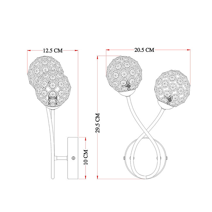 Applique murale Mantus 2 ampoules G9 IP20 argent