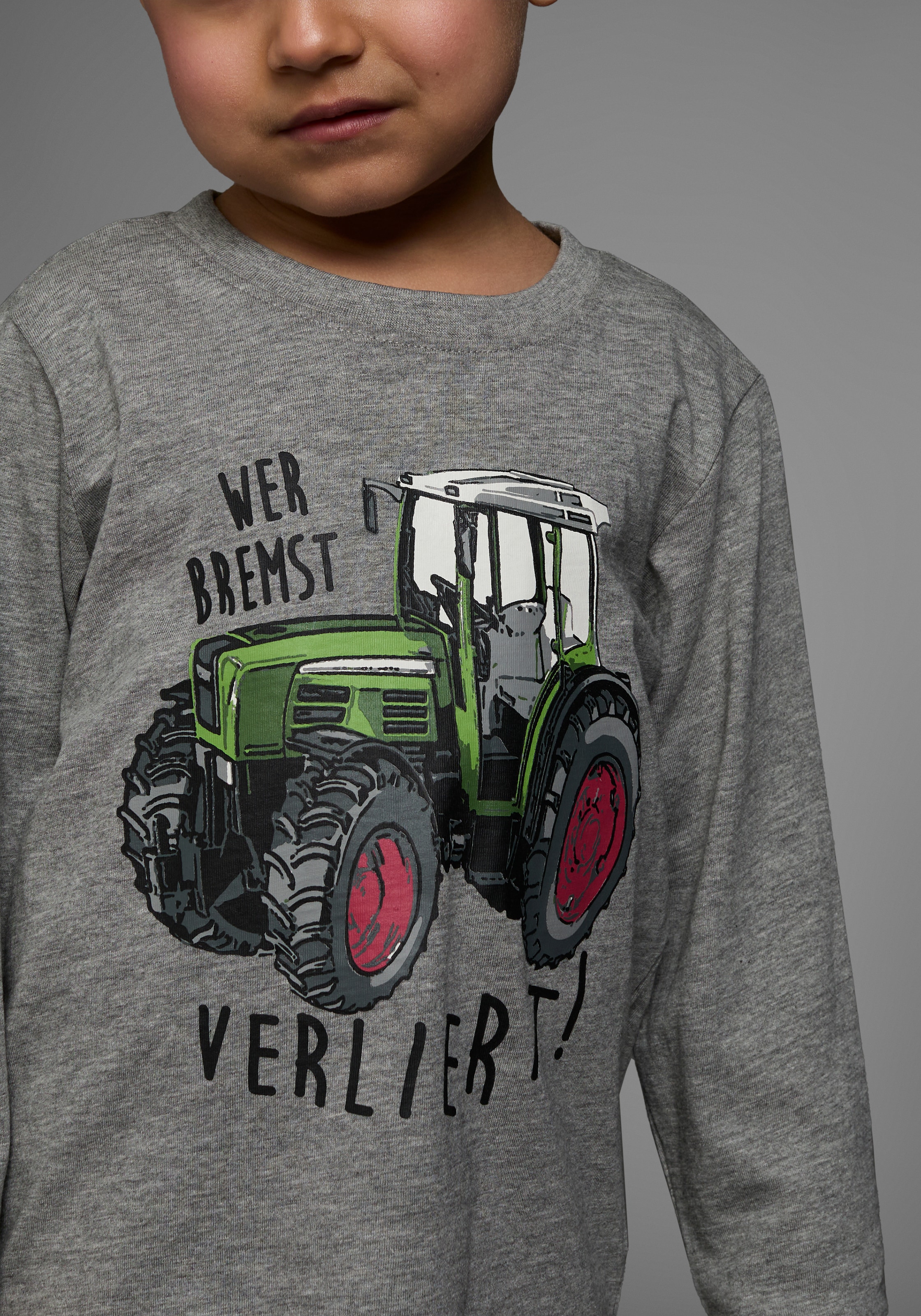 KIDSWORLD Langarmshirt »WER BREMST, VERLIERT!«, Langarm,  dehnbares Material,  aus Baumwolle und Viskose