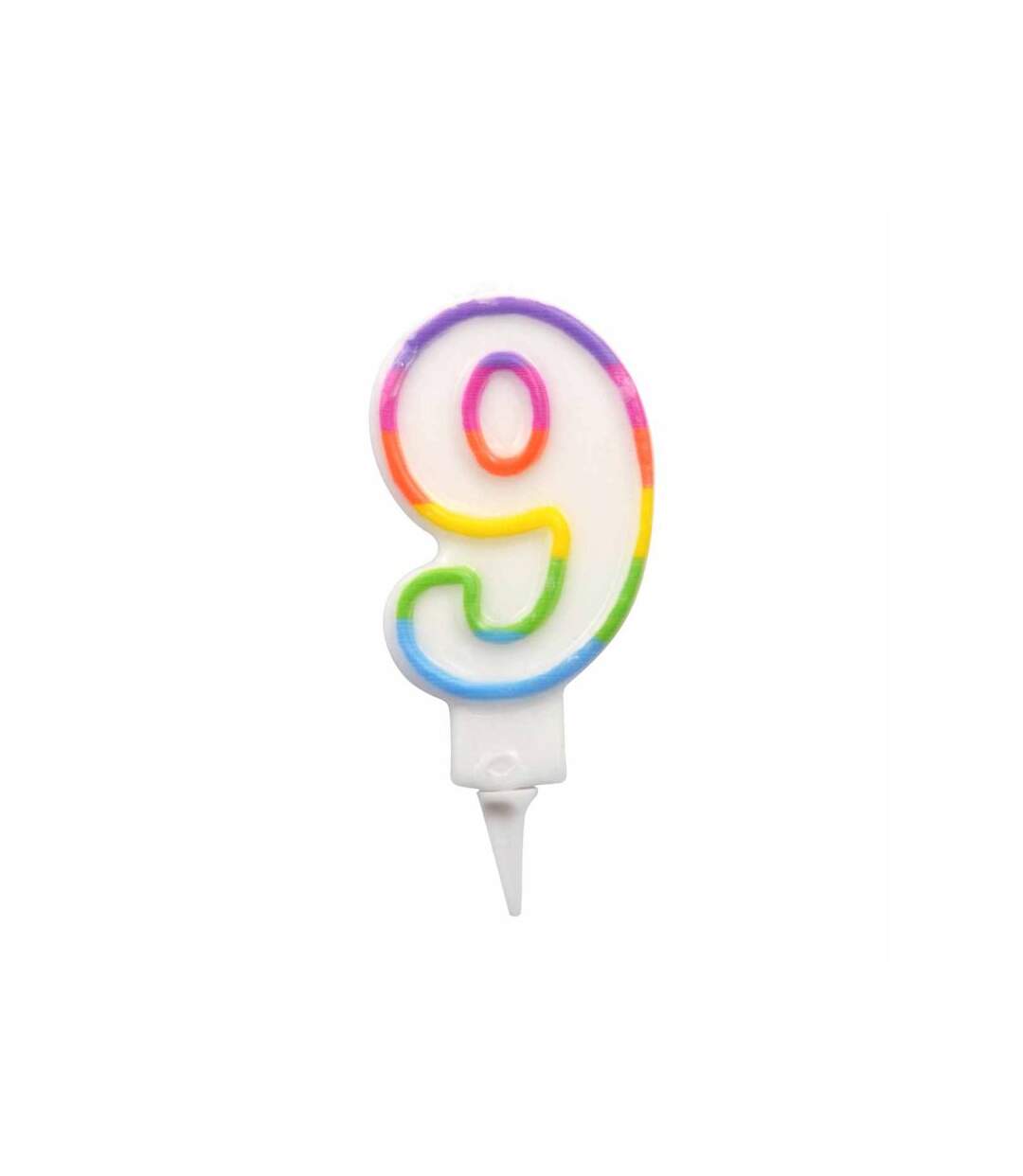 Paris Prix - Bougie D'anniversaire chiffre 9 7cm Multicolore