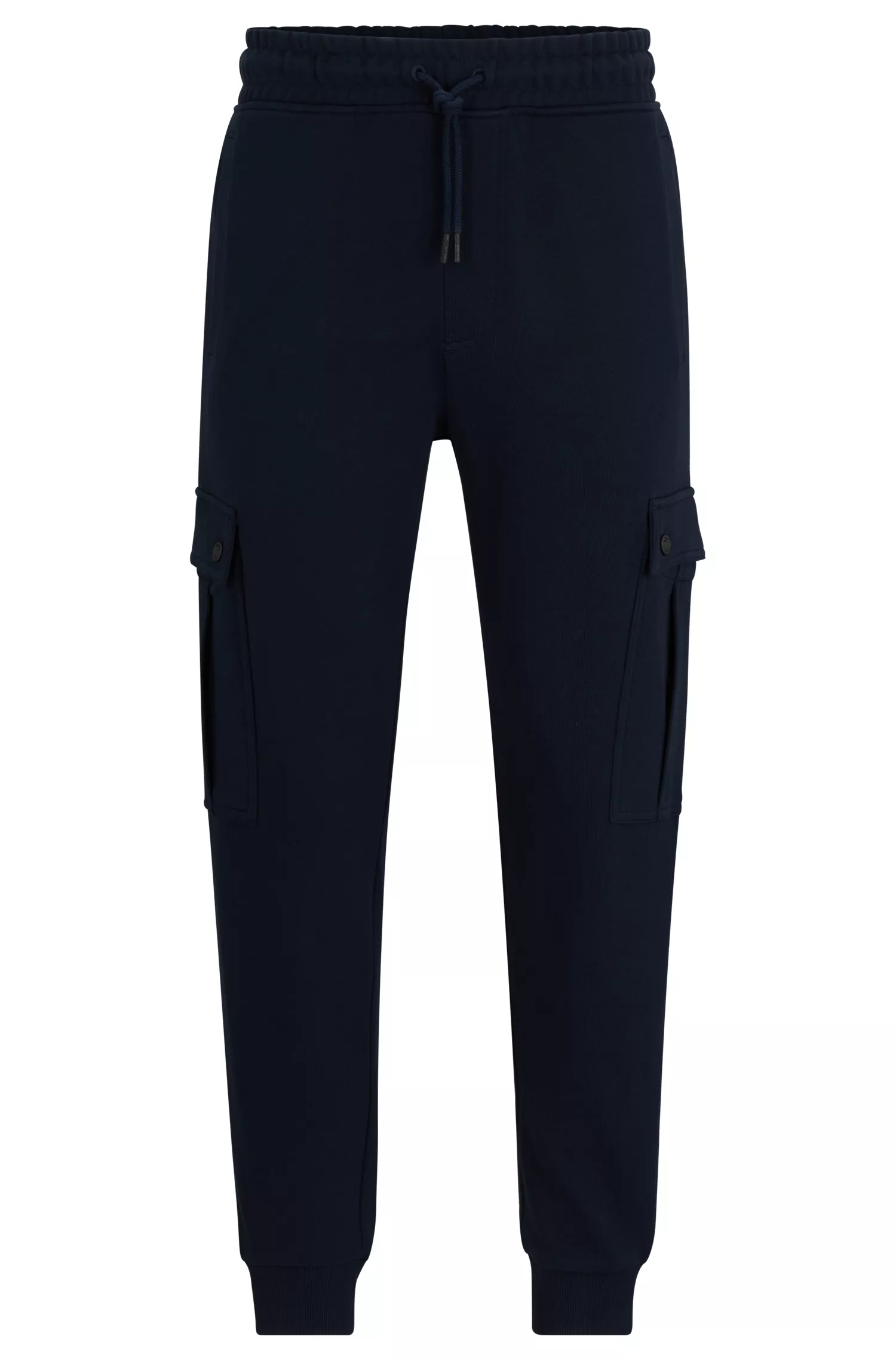 Calça de fato de treino BOSS em algodão felpudo laranja com bolsos cargo.