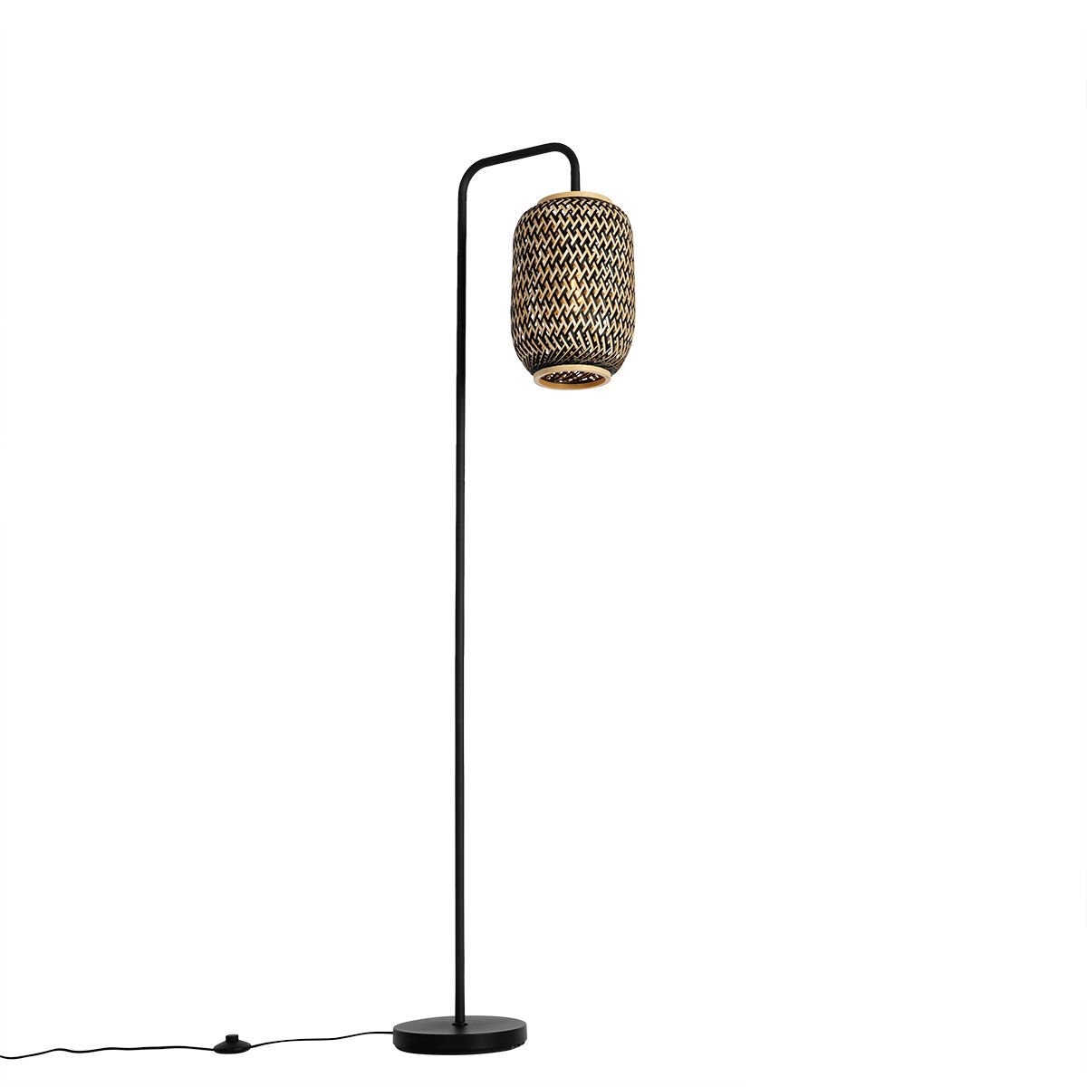 Oosterse vloerlamp bamboe met zwart - Yvonne