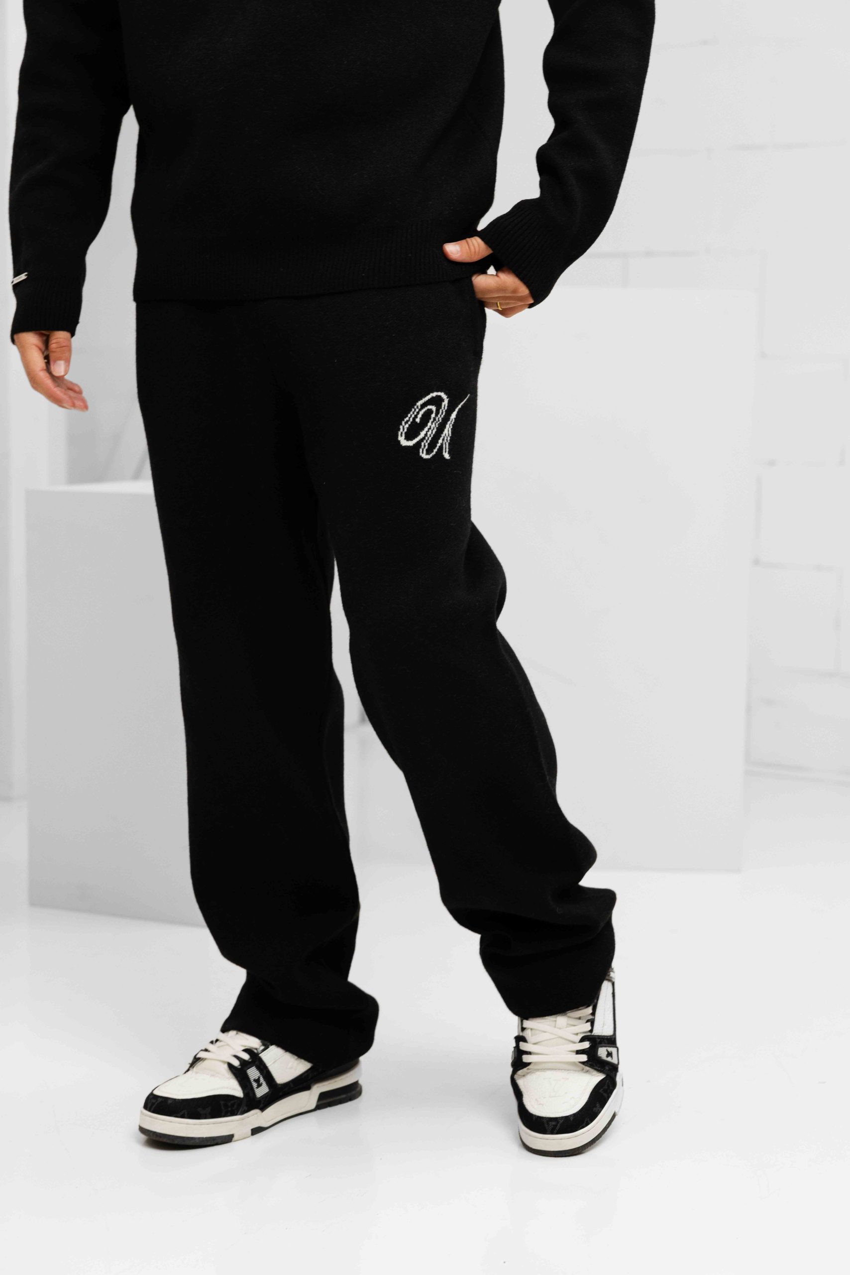 24 Uomo Knitted Trainingspak Heren Zwart