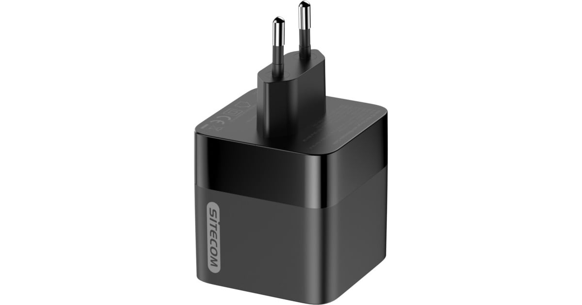Sitecom65W GaN Power Delivery wandoplader met uittrekbare kabel  (Zwart)