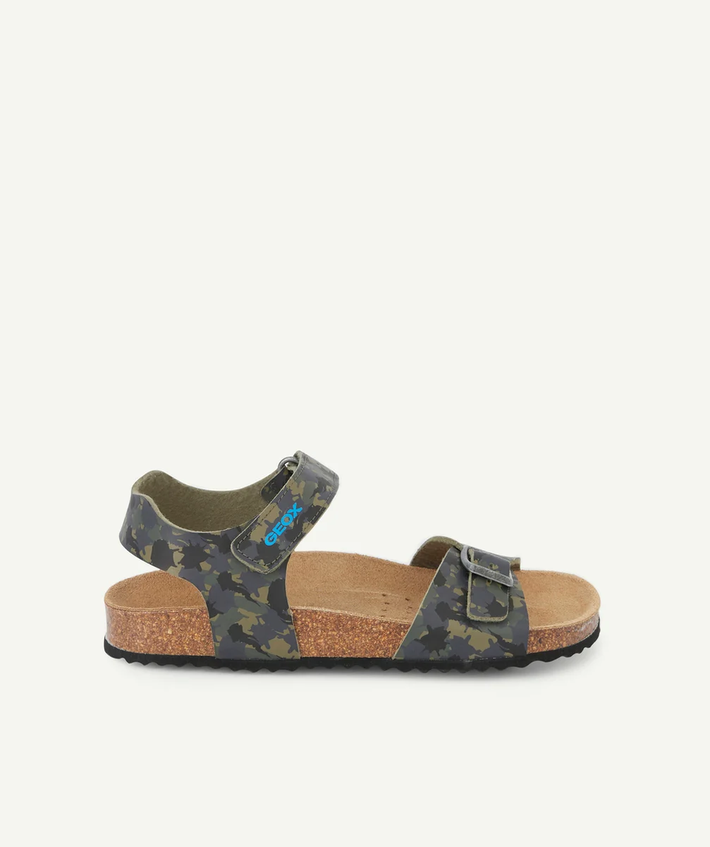 GEOXSANDALES À SCRATCH GARÇON VERT MILITAIRE