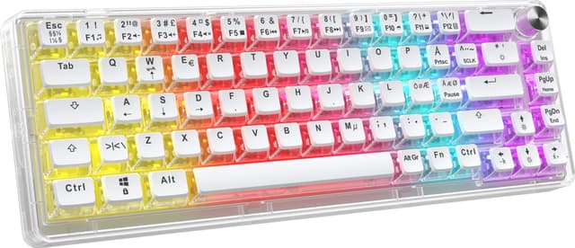 NOS C450 Mini Pudding65 tastatur (gennemsigtig, hvide taster)