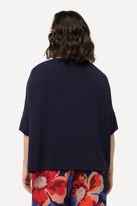 Sweatshirt, Zierfalten, Oversized, Stehkragen, Halbarm