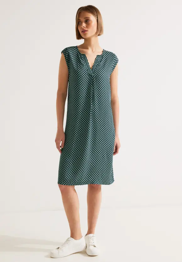 Print Viskose Kleid - cool vintage green