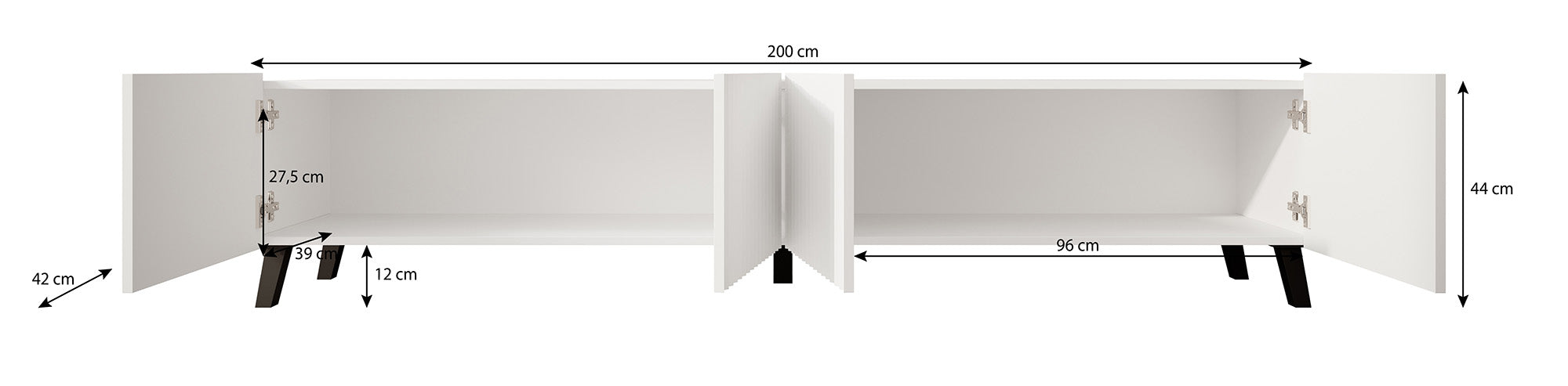 Meubella - TV-Meubel Pepinos 2 - Wit - 200 cm