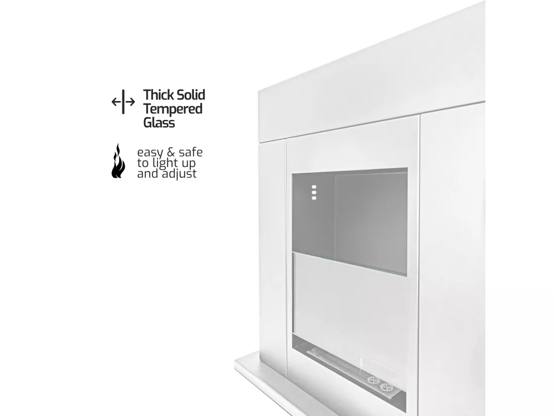 Marco Aurelio - Cheminée au bioéthanol de sol freestanding, 73x20xH75 cm couleur blanc