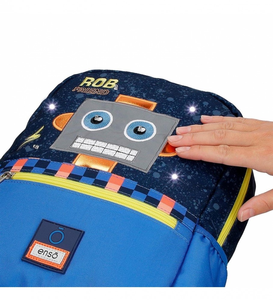 Mochila pré-escolar Enso Rob Friend 28cm com rodinhas rosa