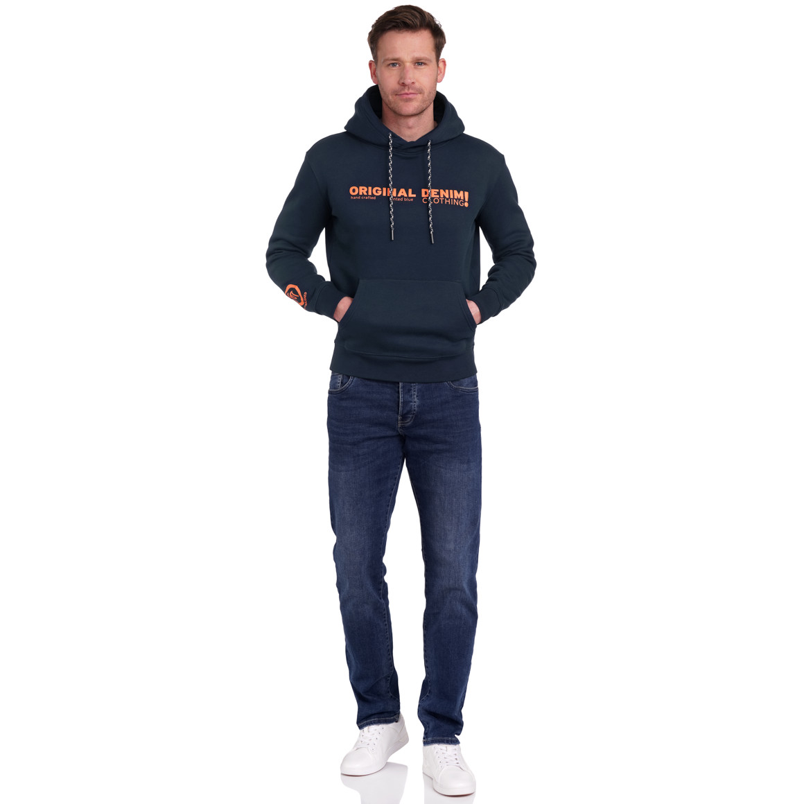 VanVaan Denim Herren Hoodie mit Print dunkelblau