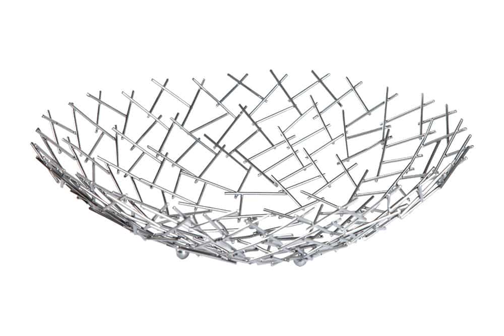 Design Schale STRUCTURE 45cm silber pulverbeschichtetes Metall