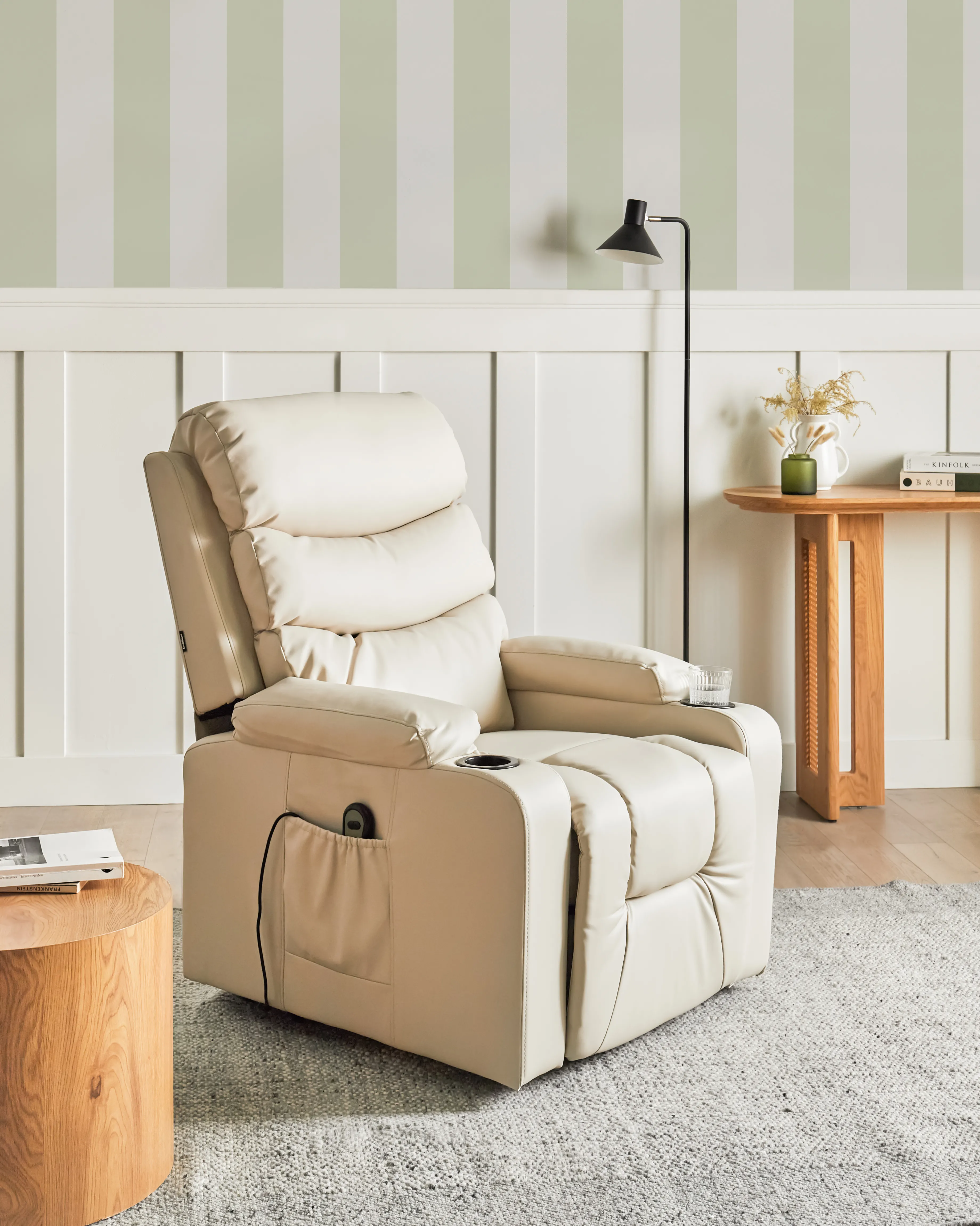 Elektrische relaxfauteuil ETER inclusief voetensteun Kunstleer Beige