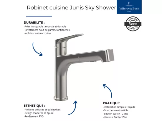 Robinet cuisine VILLEROY ET BOCH Junis Sky Shower