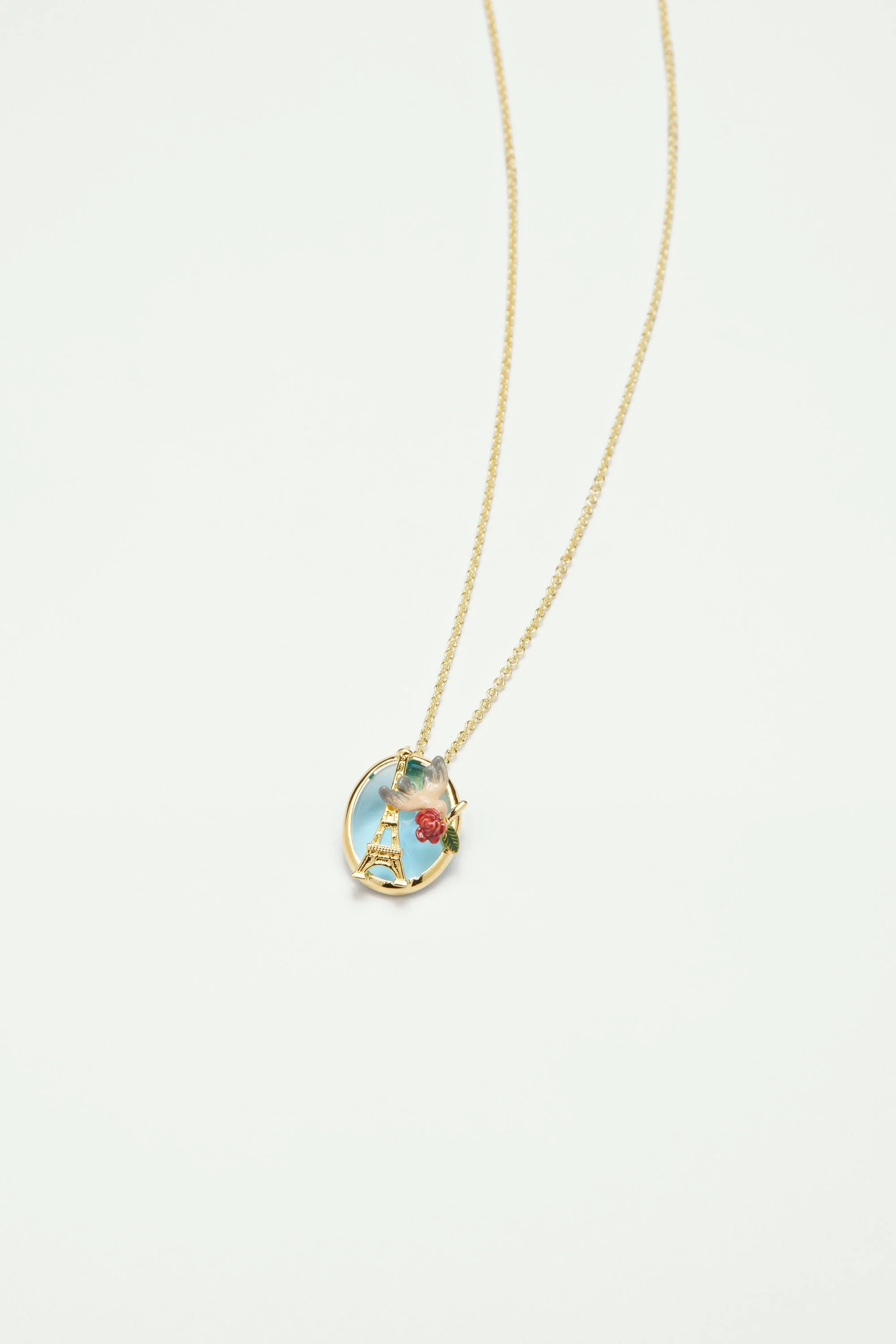 Collier pendentif tour eiffel, moineau et | Multicolore