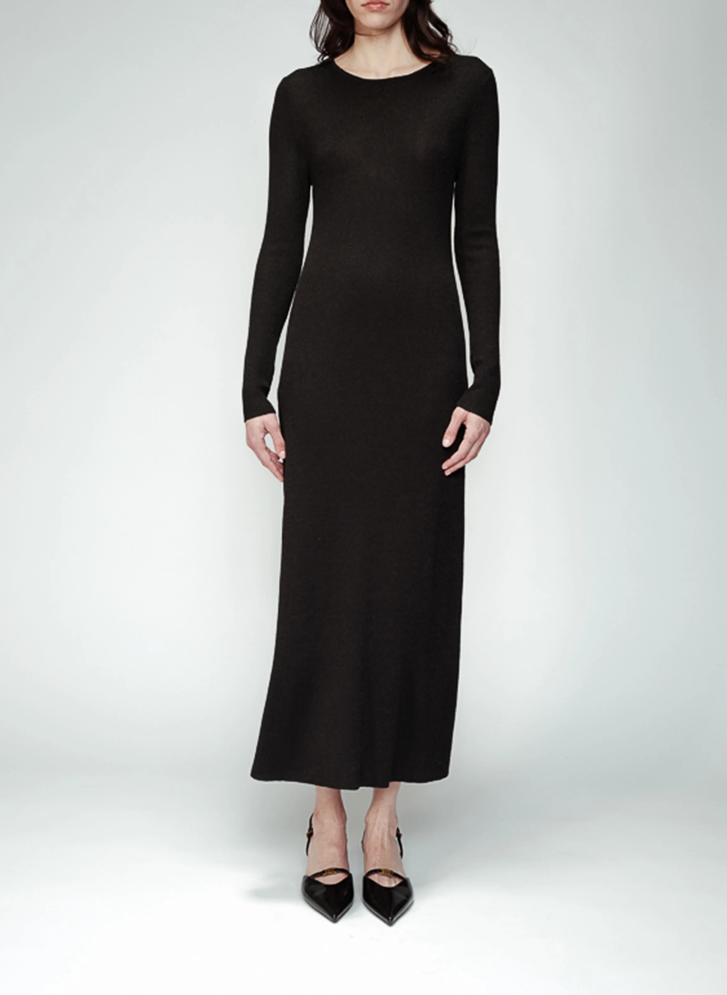 OPERA - Robe longue en maille | Noir