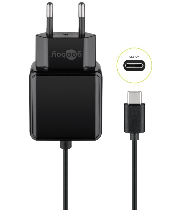 (15W/3A) USB C Ladegerät Netzteil inkl. USB C Ladekabel (45040) - Schwarz