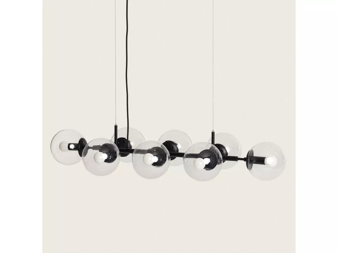 Suspension Métal et Verre Wassily 8 Spots Noir