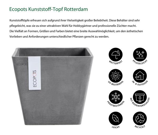 Ecopots Kunststoff-Topf Rotterdam, quadratisch
