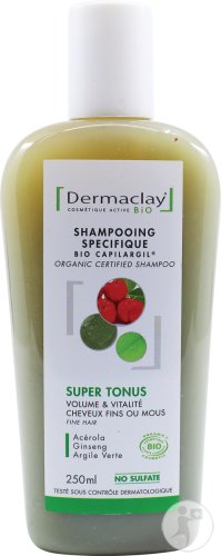 Dermaclay Shampoing Bio Super Tonus Volume Et Vitalité Cheveux Fins Flacon 250ml