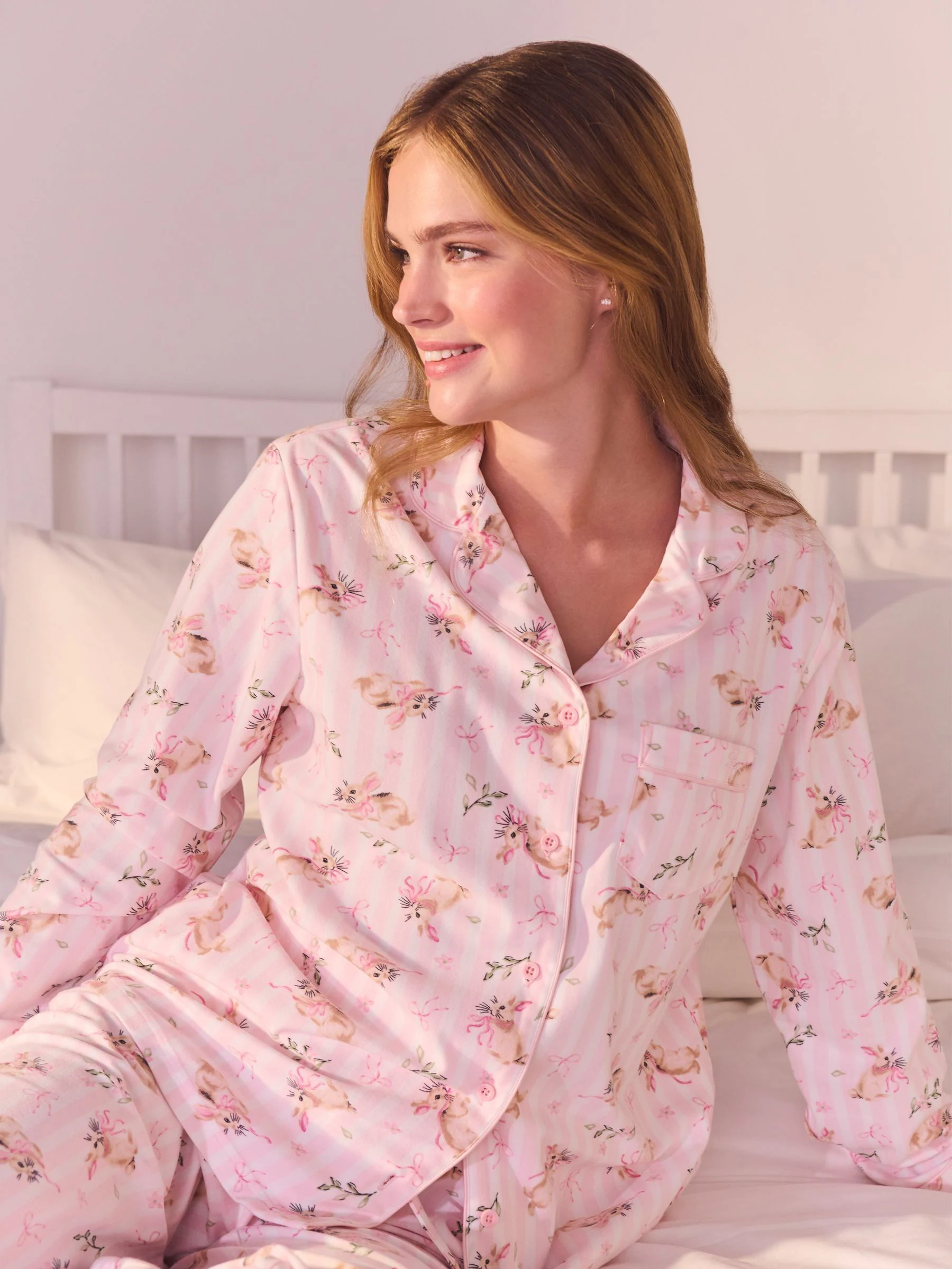 Wit/roze konijnenprint - Boux Avenue Pyjamas In a Bag