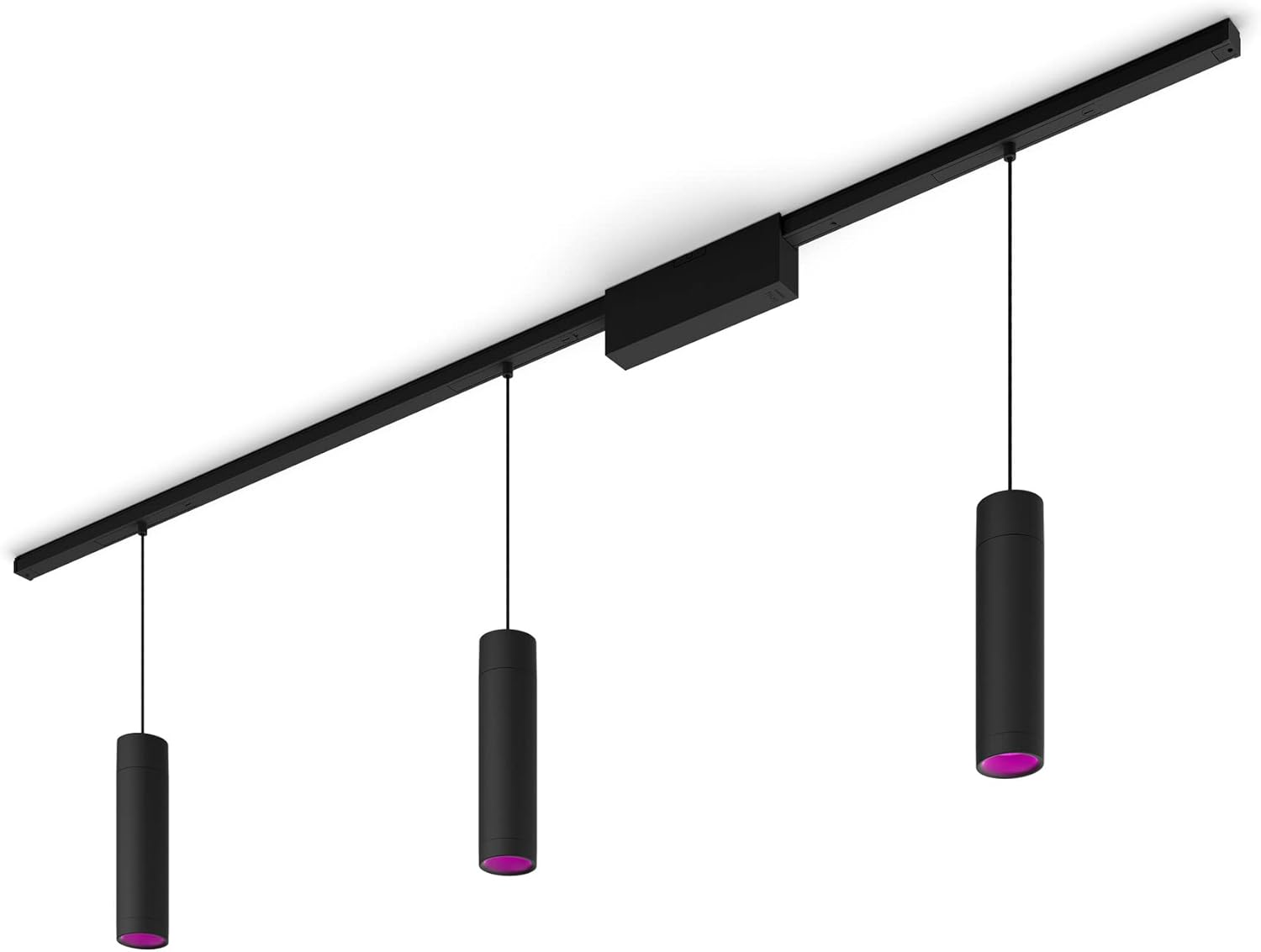 Philips Hue Perifo Railverlichting Plafond - 3 Hanglampen - Basisset - Duurzame LED Verlichting - Wit en Gekleurd Licht - Dimbaar - Verbind met Bluetooth of Hue Bridge - Zwart