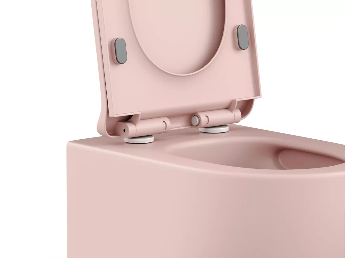 Pack WC suspendu rose mat avec bâti-support et plaque de déclenchement - JAVOINE