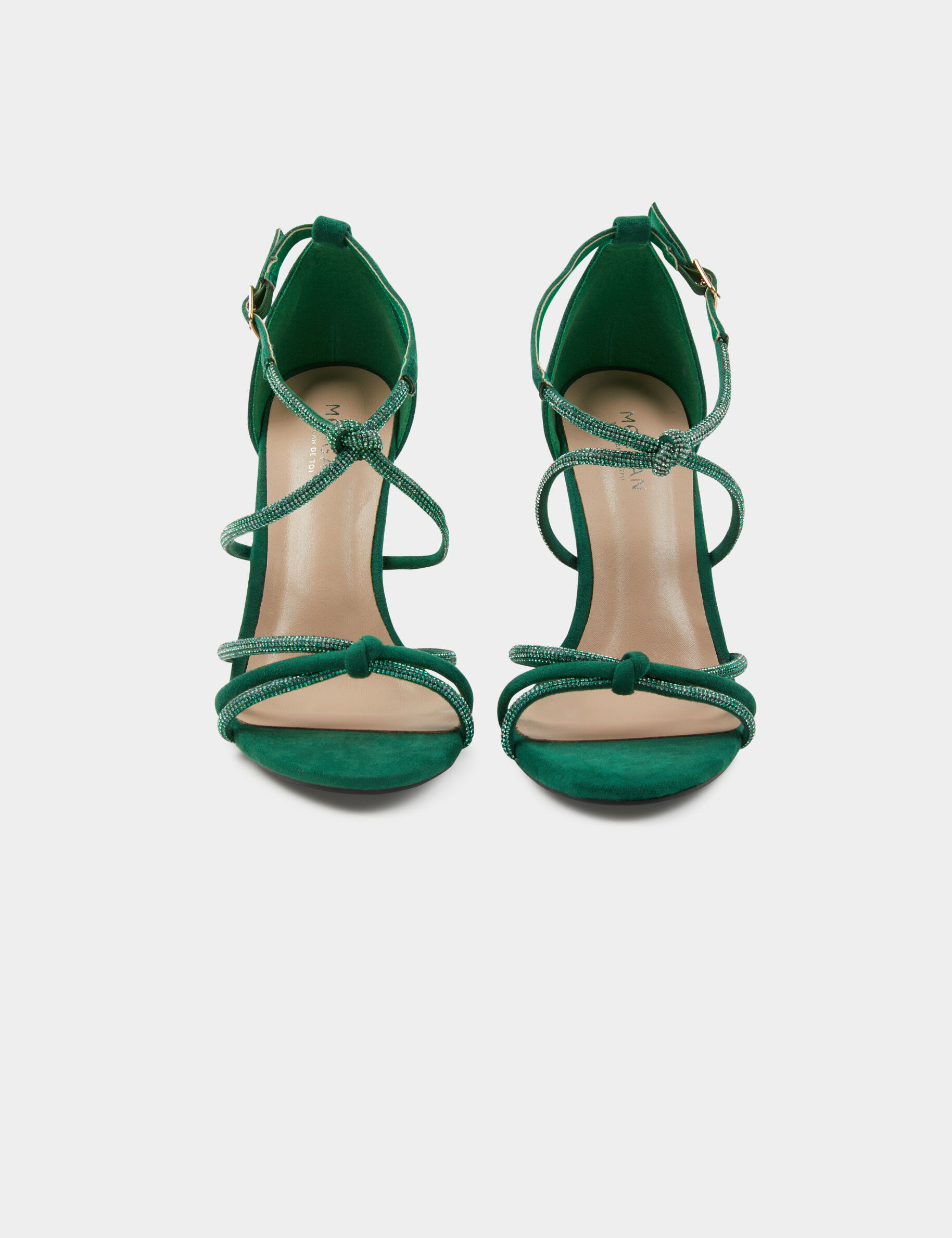 Sandales à talons avec brides strass vert femme - vert