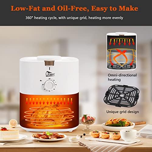 Friteuse Sans Huile, Uten Friteuse à Air 1800W, 6.5L Air Fryer  2 à 8 personnes, Panneau Tactile LED avec 8 Programmes, Paniers Antiadhésifs, Sans BPA/PFOA : Cuisine et Maison