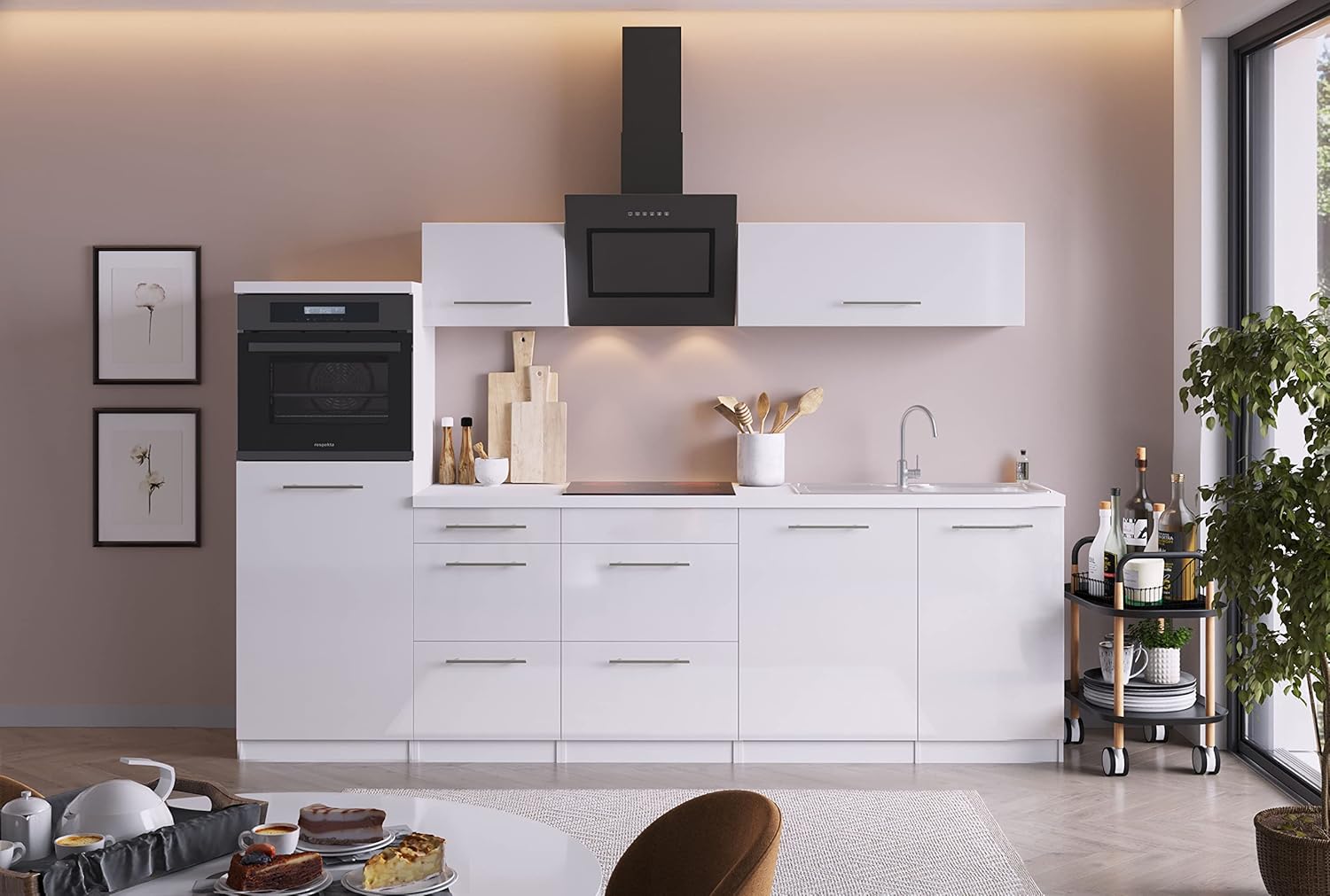Respekta Einbaubackofen autark / 11 Beheizungsarten / LED Timer & Touch Control / 66 Liter Volumen / Eco Funktion / Energieeffizienzklasse A / Edelstahl in Black Steel Optik / DIGI8BLACKSTEEL