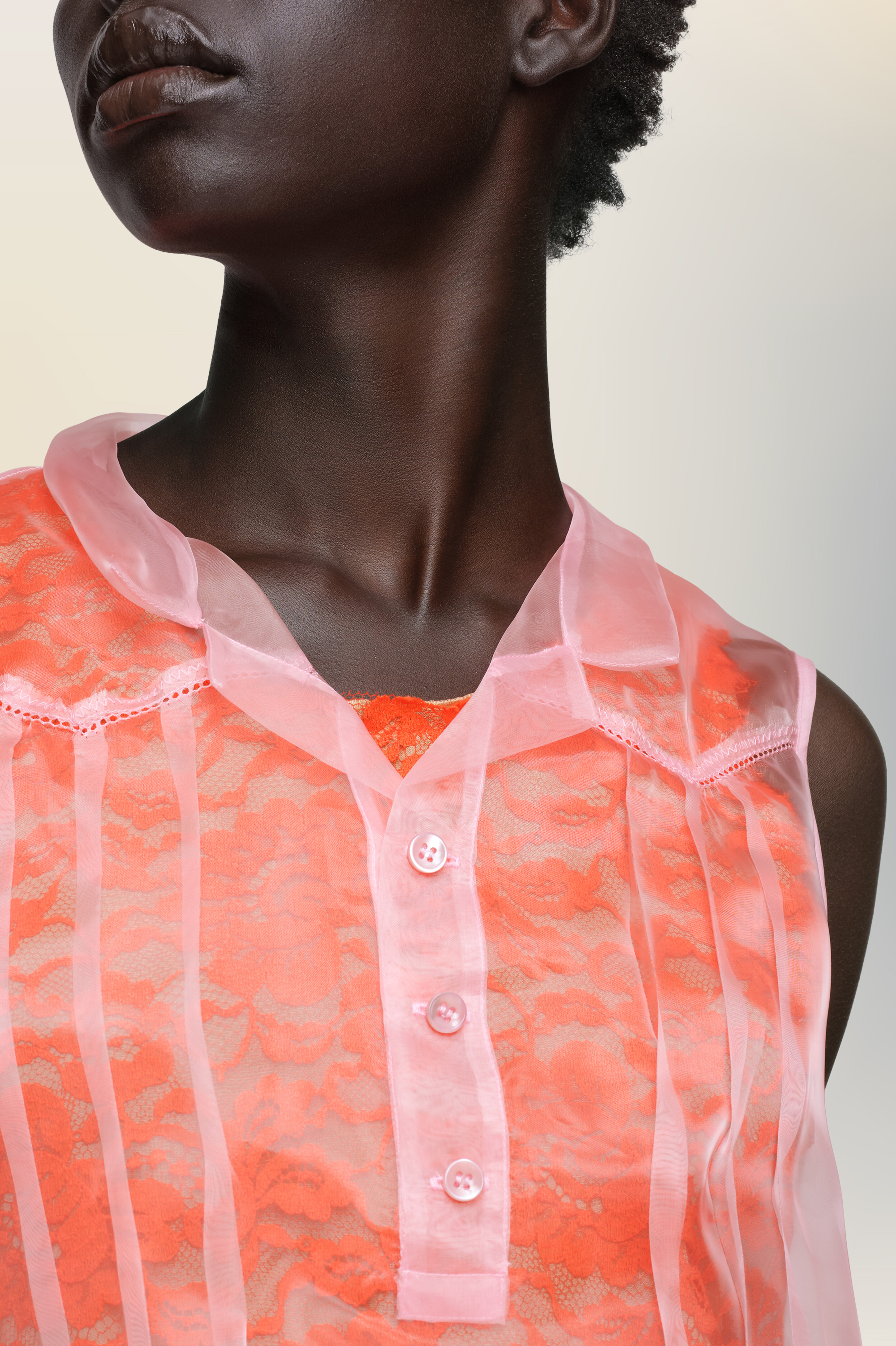 Robe de jour transparente orange - femme Rose et orange