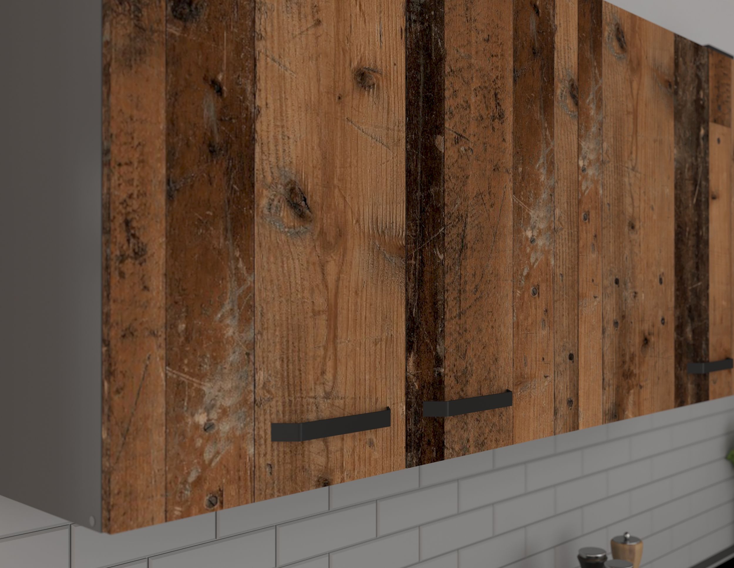 Küche NESSA + OLD STYLE Basic 240 cm Old Wood Optik Küchenzeile Küchenblock
