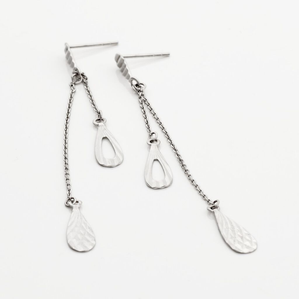 Boucles D'oreilles Pendantes Anila Gouttes Or Blanc