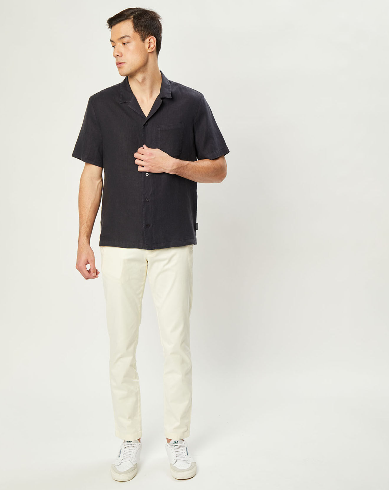 Harris Wilson Chemise 100% Lin Regular Fit Bernard fumée