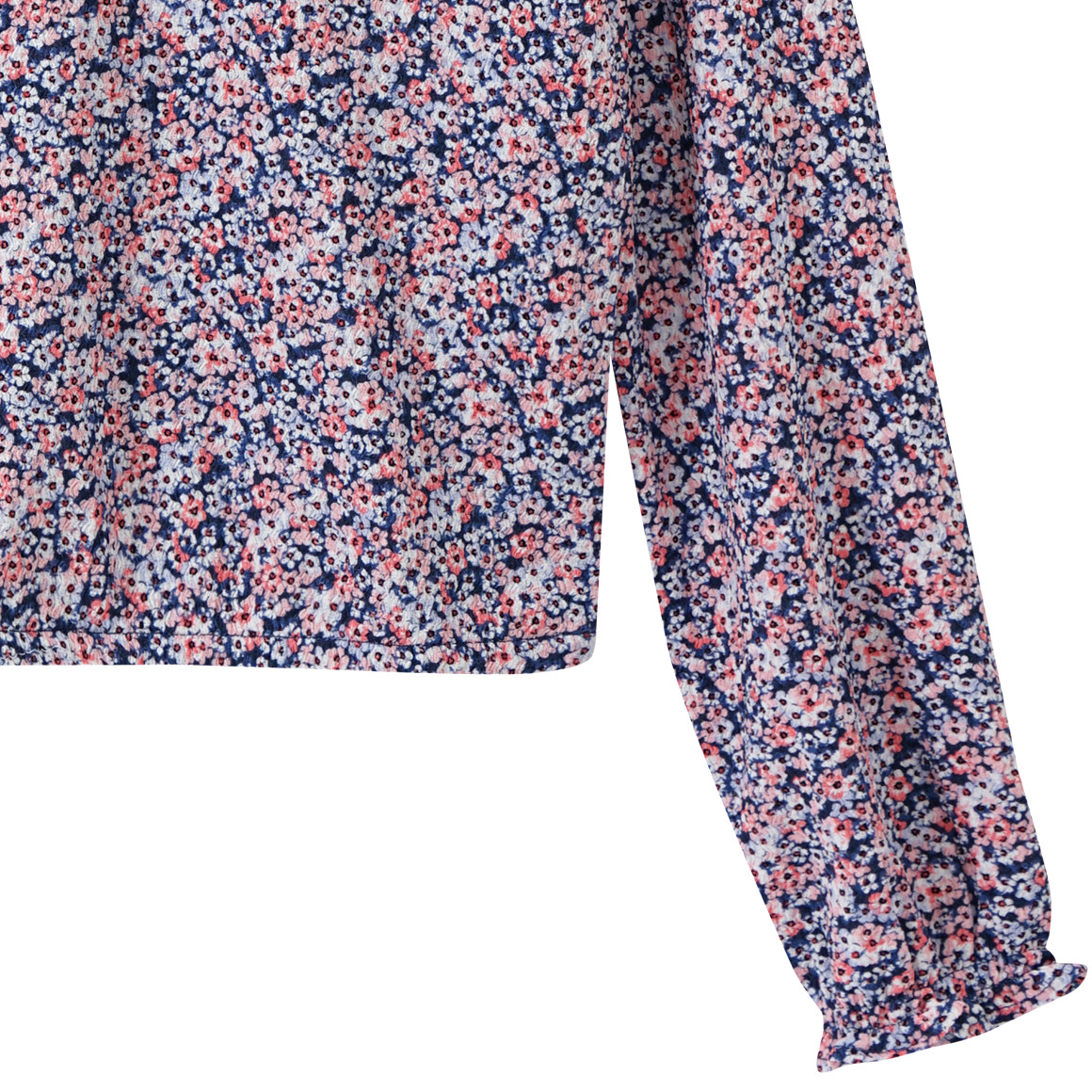 Yigga Mädchen Bluse mit Blumen-Allover rosa / dunkelblau