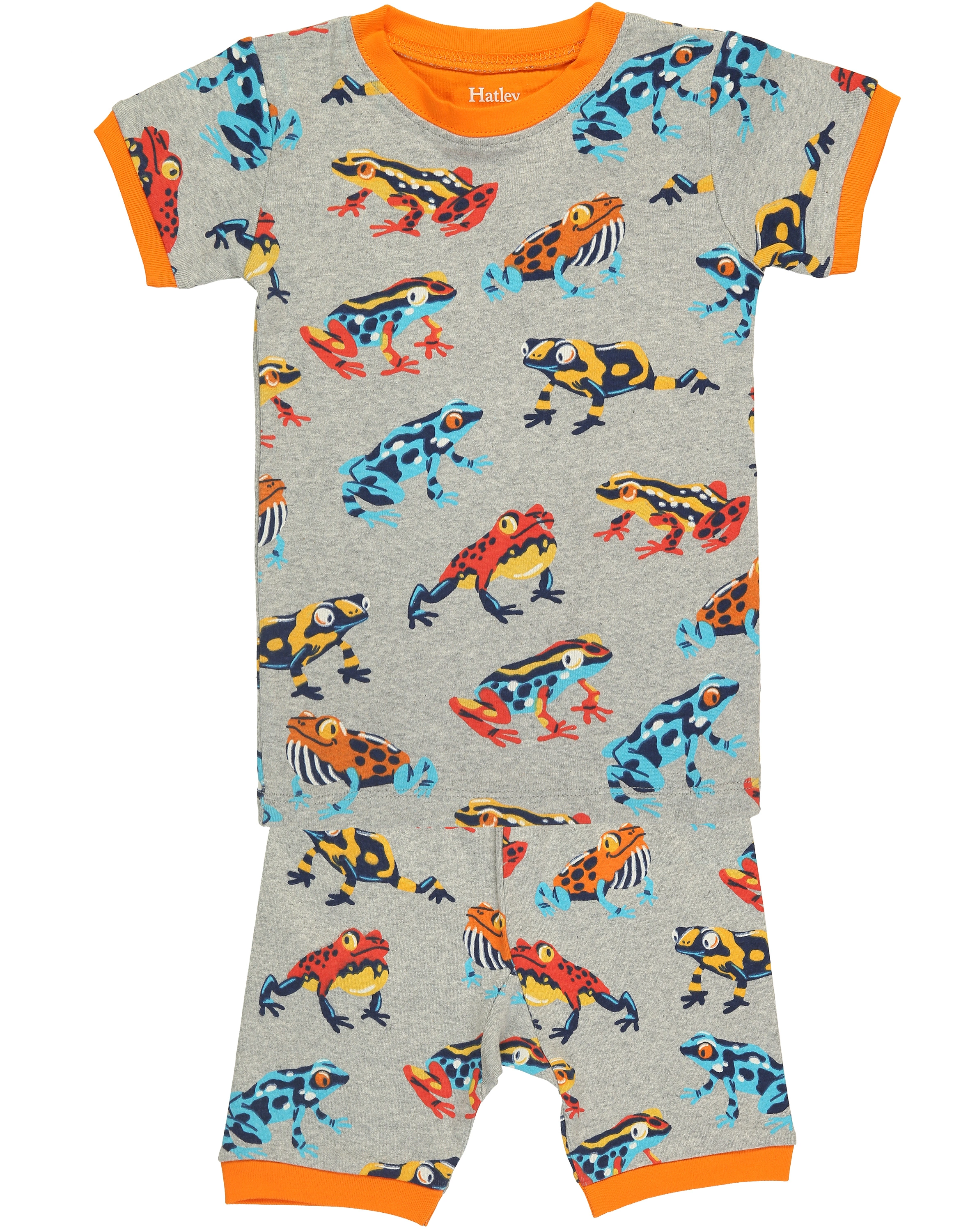 Schlafanzug LEAPING FROGS kurz in grau melange