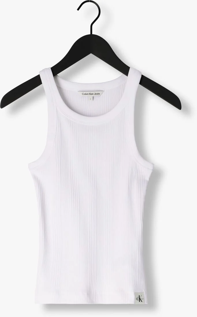 CALVIN KLEIN witte calvin klein top variegated rib woven tab tank