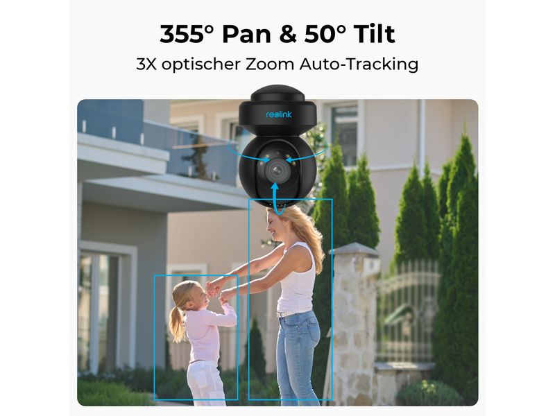 Reolink Netzwerkkamera E540 2K , Schwarz 5MP WLAN PTZ-Kamera mit smarter Erkennung & Spotlight