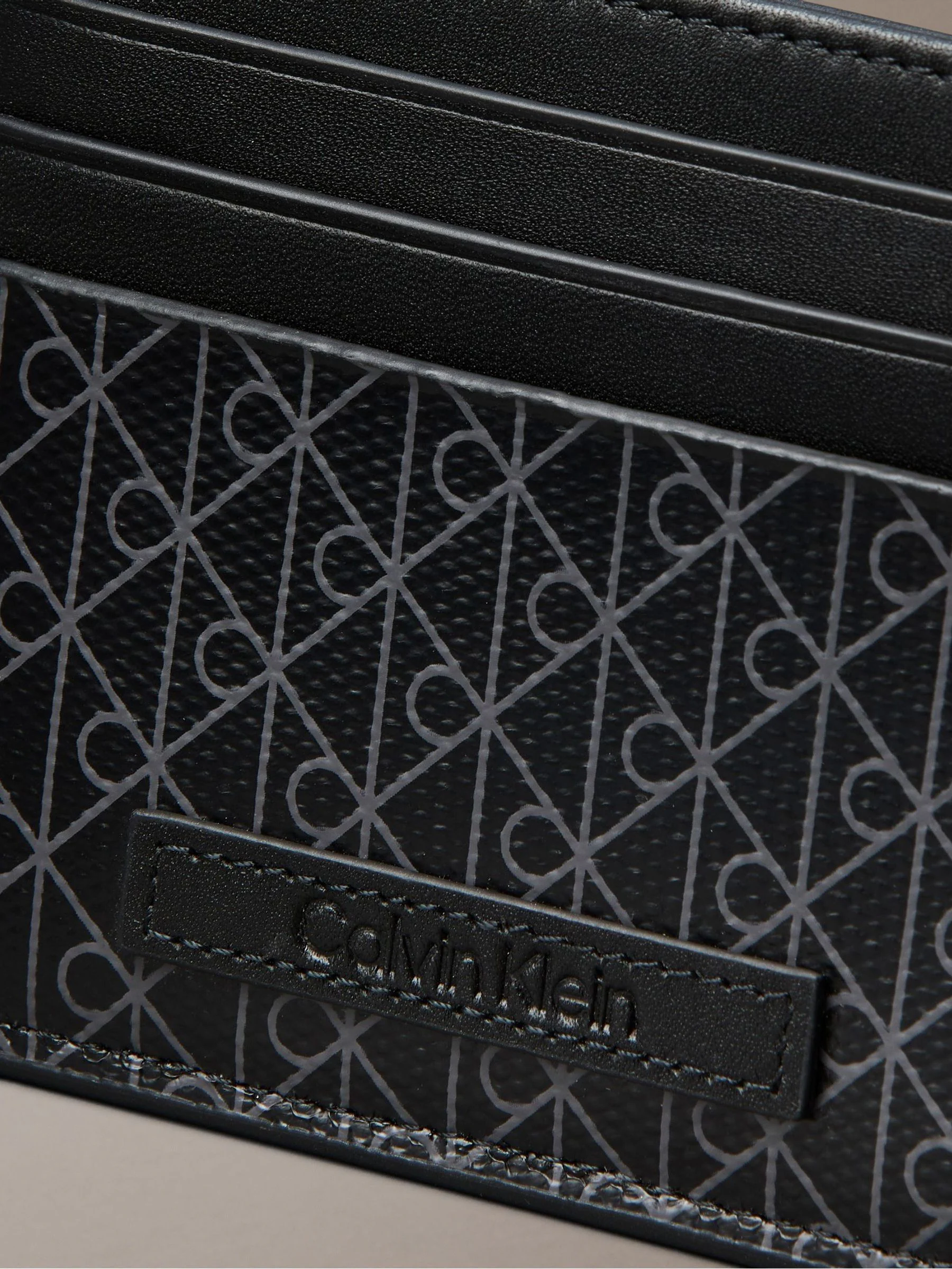 Zwart - Calvin Klein Allover Monogram Logo Card Holder