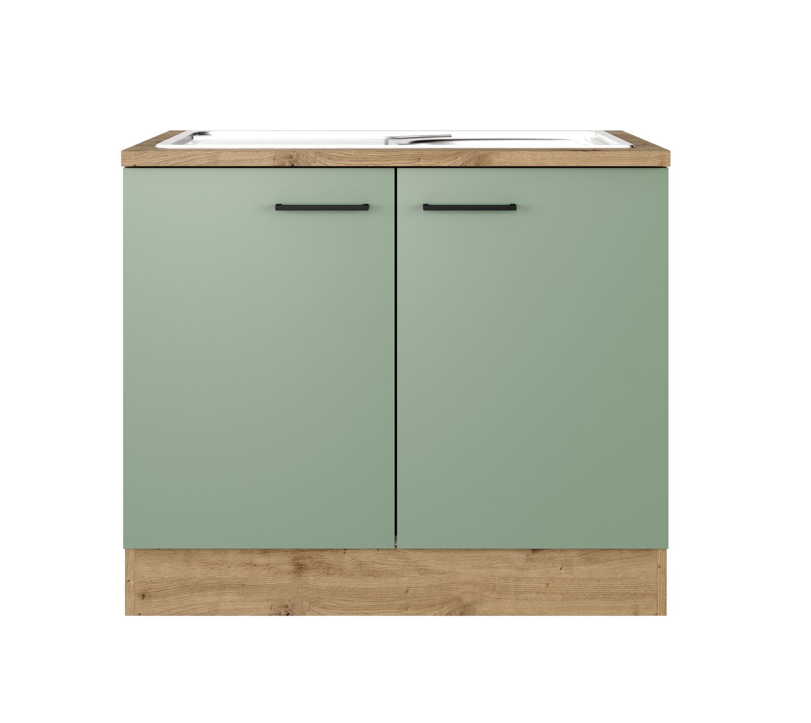 Spülenunterschrank Cara Schilfgrün/Artisan Eiche NB 100cm